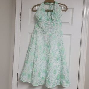 Lilly Pulitzer White Blue Green Embroidered Willa Halter Dress.